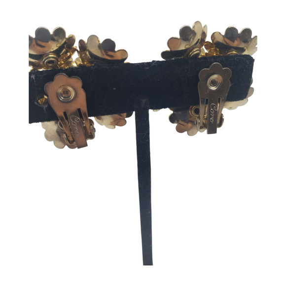 Vintage RARE Coro Clip-On Earrings White Daisy Cluster Rhinestone Center - Picture 8 of 15